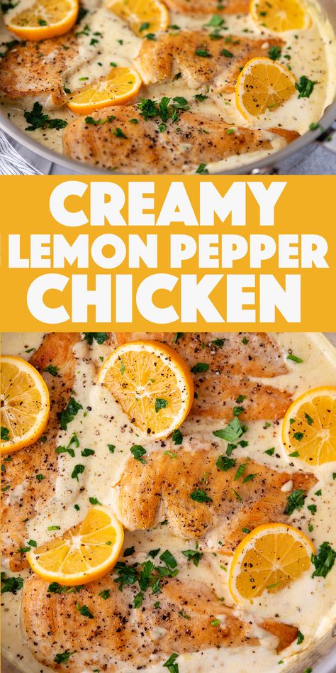 Creamy Lemon Pepper Chicken, Lemon Pepper Chicken Breast, Chicken Thigh Recipes Healthy, Chicken Breast Skillet, Chicken Breast Dinners, Recipes With Chicken And Peppers, Creamy Lemon Chicken, Chicken Skillet Recipes, Pan Sauce