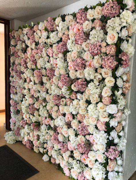 Quince Decorations Pink, Pink Quinceanera Decorations, Pink Quince Theme, Touch Quotes, Quinceanera Flowers, Flower Wall Panel, White Flower Wall, Rose Gold Quinceanera, Rose Flower Wall