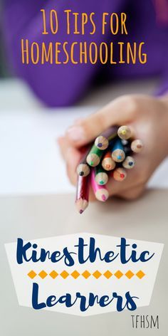 10 Tips for Homeschooling Kinesthetic Learners.  Many of these tips would work great in a special education classroom as well.  Great info as many of our special learners do well with hands on activities.  Read more at:  http://www.tfhsm.com/2016/04/abcs-homeschool-k-kinesthetic-learners.html Kinesthetic Learning Activities, Kinesthetic Learning Style, Kinesthetic Learning, Homeschooling Tips, Homeschool Education, Homeschool Inspiration, Homeschool Encouragement, Homeschool Learning, Homeschool Help