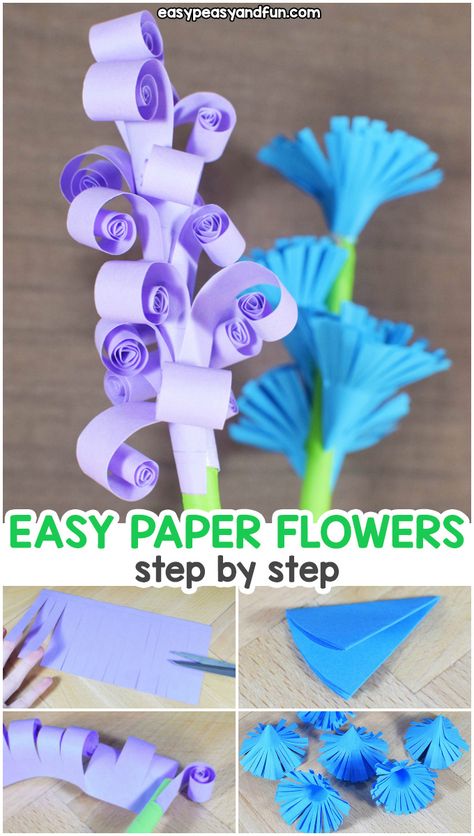 How to Make Easy Paper Flowers - Easy Peasy and Fun Construction Paper Flowers, Paper Flowers For Kids, 3d Paper Flowers, Paper Flowers Diy Easy, Easy Paper Flowers, Papel Craft, Paper Flower Crafts, How To Make Paper Flowers, Paper Flower Template