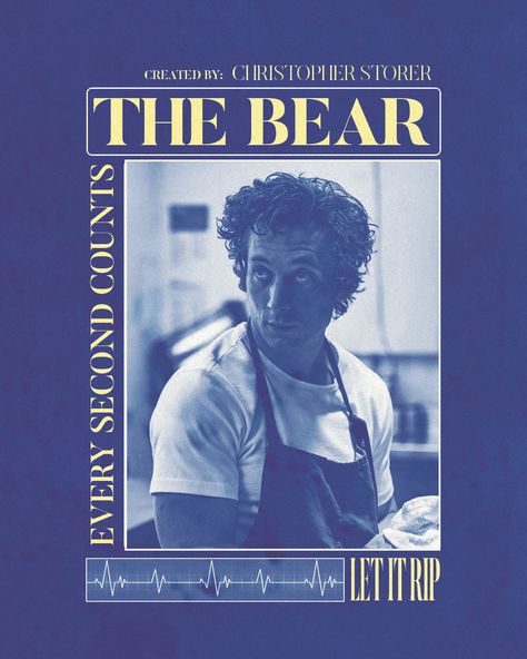 Yes Chef, Behind!!, Let it rip The Bear Fanart Hulu, The Crowded Room Poster, Tv Show Poster Design, Let It Rip The Bear, The Bear Wallpaper Tv Show, The Menu Poster, The Bear Wallpaper, Chef Wallpaper, The Bear Poster