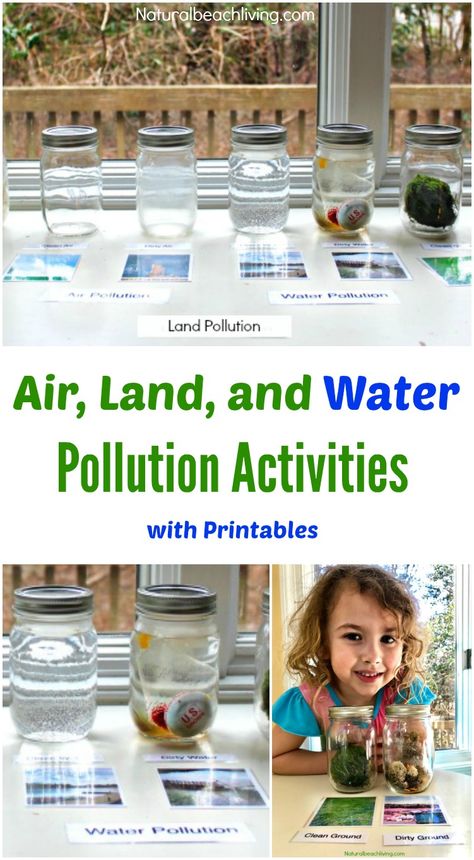 Teaching Kids About Pollution, Air, Land, & Water Pollution Activities, Printables, Earth Day Activities & Earth Day Ideas, Montessori, Reggio, Perfect! Water Pollution Activities, Earth Day Ideas, Pollution Activities, Pollution Air, Ochrana Prírody, Permainan Kerjasama Tim, Earth Activities, Conservation Activities, Recycling Activities