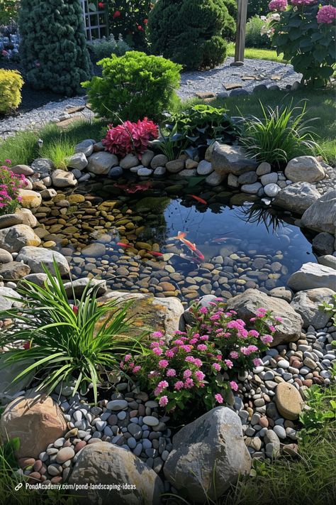 30 Truly Unique Pond Landscaping Ideas & Designs Garden Fish Pond Ideas, Pond Landscaping Ideas, Fish Pond Ideas, Backyard Pond Ideas, Small Backyard Ponds, Diy Ponds Backyard, Small Water Gardens, Fish Pond Gardens, Pond Aerator