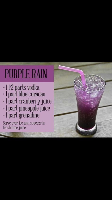 Margaritas, Essen, Funky Cold Medina Drink, Purple Halloween Cocktail, Purple Signature Drinks, Purple Drinks Alcohol, Purple Rain Drink, Purple Rain Cocktail, Rain Cocktail