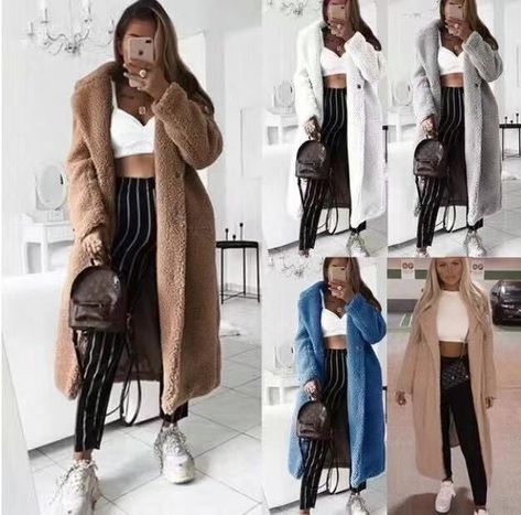 Winter Coats Women Casual, Long Teddy Coat, Fur Cardigan, Womens Jackets Casual, Winter Outwear, Loose Coats, Winter Outerwear, Fur Coats Women, Teddy Coat