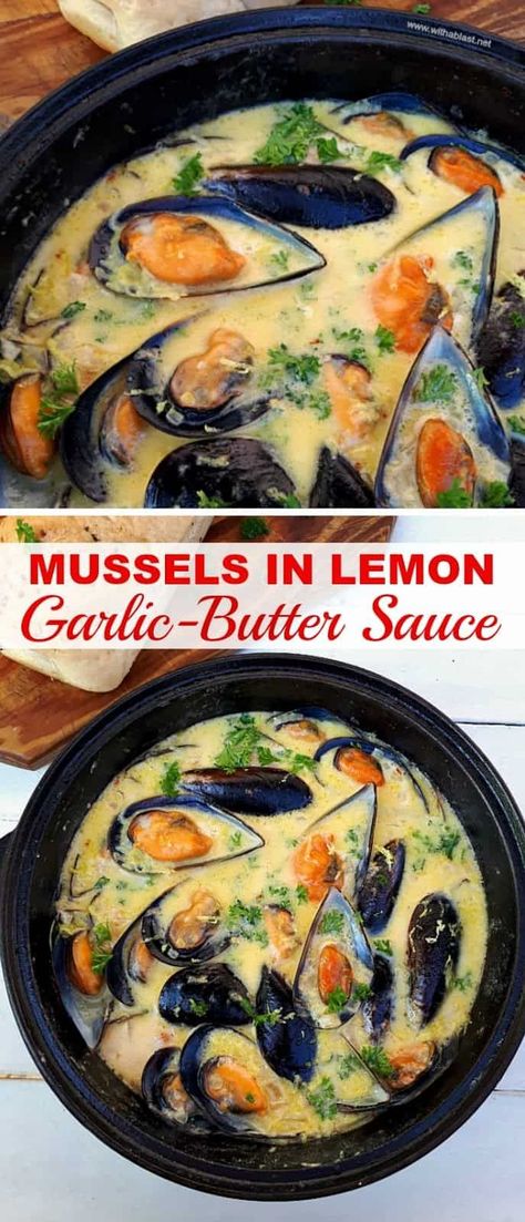 Main Dinner Dishes, Lemon Garlic Butter Sauce, Resep Seafood, Mussels Recipe, Yummy Seafood, Garlic Butter Sauce, Seafood Appetizers, Seafood Dinner, Perfect Appetizers