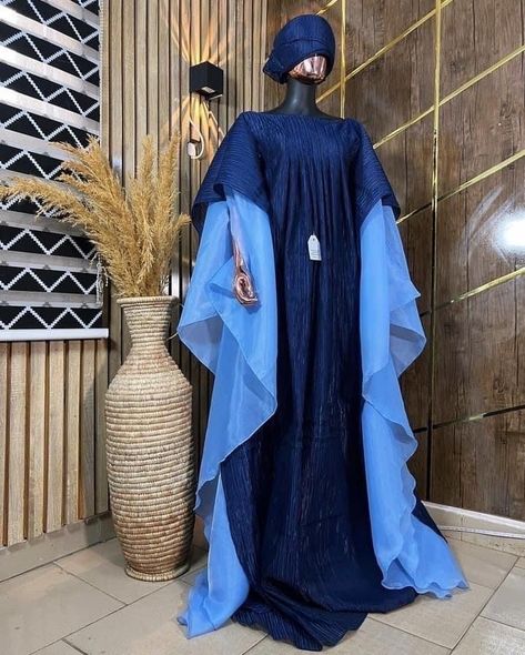 Combination organdi with duchest. Kimonos, Couture, Trad Fashion, Abaya Gown, Worship Dress, Bubu Gown Styles, Chic Dress Classy, Kaftan Designs, Dinner Dress Classy