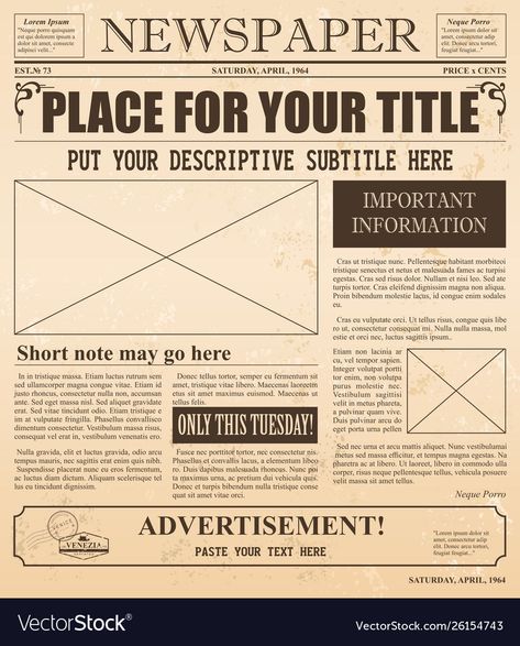 Retro Newspaper, Old Fashioned Fonts, Newspaper Background, Newspaper Fashion, School Newsletter Template, School Newspaper, Newsletter Layout, Newspaper Layout, School Newsletter