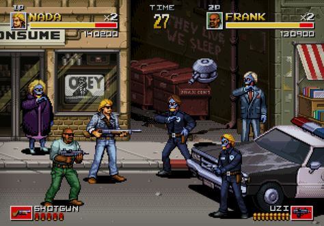 As a circa 1991 coin-op. Made with photoshop. All Rappers, Space Ghost, Beat Em Up, Cool Pixel Art, Pixel Art Games, John Carpenter, Pixel Games, Planet Of The Apes, They Live