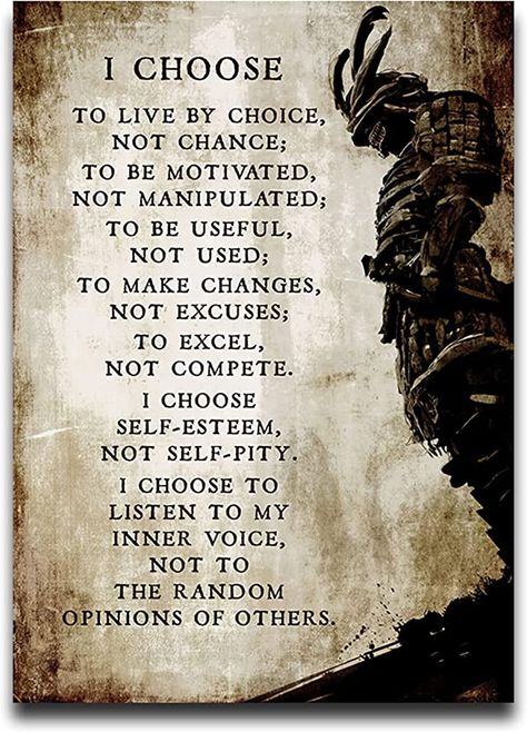 Amazon.com: I Choose To Live By Choice Vintage Inspirational Posters Canvas Quotes Wall Art Prints Picture Modern Giclee Painting Decoration Samurai Artwork Framed 16x24 inch(40x60cm): Posters & Prints Minions, Canvas Quotes, Dont Quit Poem, Ragnar Lothbrook, Samurai Artwork, Japanese Samurai, Inspirational Posters, Painting Wall Art, I Choose