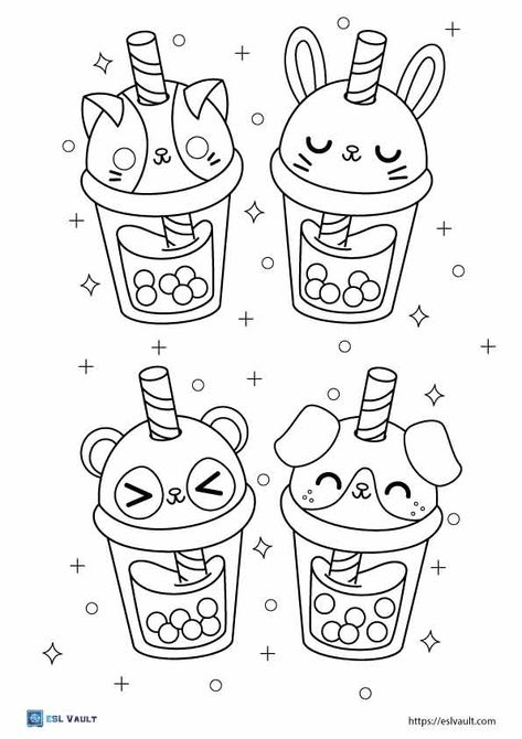 Boba coloring paages Boba Coloring Page, Tea Coloring Pages, Pusheen Coloring Pages, Kawaii Coloring, Free Kids Coloring Pages, Food Coloring Pages, Free Printable Crafts, Kitty Coloring, Bunny Coloring Pages