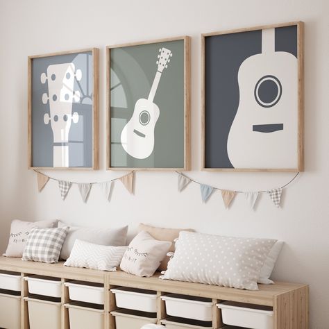 Music Room Wall Decor, Guitar Themed Bedroom, Music Theme Nursery, Rockstar Nursery, Rock And Roll Nursery, Music Theme Decor, Guitar Nursery, Beatles Nursery, Music Themed Nursery