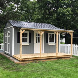 Shed With Porch Plans, She Shed With Porch, Tiny House Porch, Gardening Shed, Dry Cabin, Farmhouse Sheds, Portable Sheds, Amish Sheds, Log Cabin Sheds