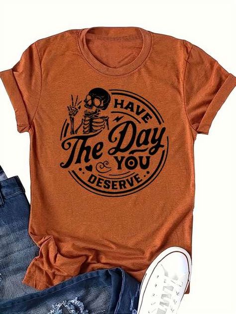 Faster shipping. Better service Casual Halloween, Halloween Graphic Tees, Harley Davidson T Shirts, Plus Size Halloween, Oversized Graphic Tee, Halloween Skeleton, Halloween Women, Tour T Shirts, Plus Size Casual