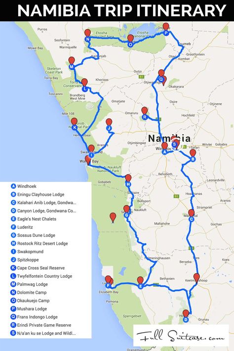 Complete Namibia trip itinerary with a map and detailed day-to-day explanation of our family's road trip. Featuring our personal recommendations and best tips! Maspalomas, Lofoten, Packing Accessories, London City Map, Namibia Travel, European Road Trip, Road Trip Map, Africa Do Sul, Family Road Trips