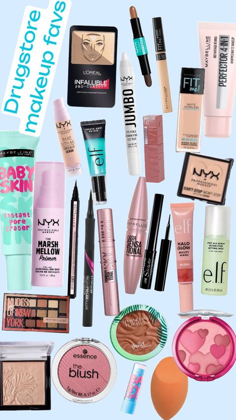 #DRUGSTORE MAKEUP FAVS Drugstore Makeup Aesthetic, Drugstore Makeup Must Haves, Makeup Favs, Makeup Tuts, 2024 Mood, Best Drugstore Makeup, Drugstore Skincare, Makeup Must Haves, Light Makeup