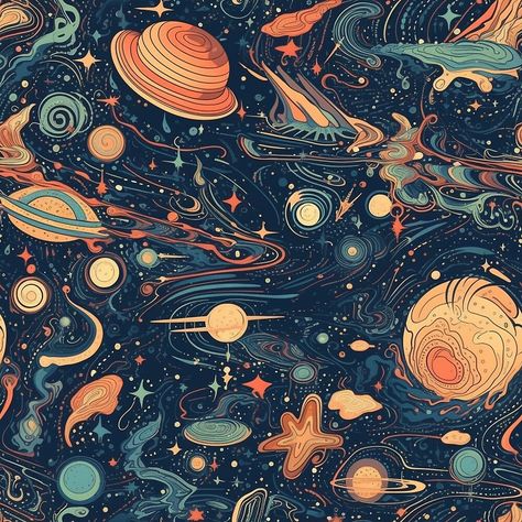 "Pattern Galaxy Space Planets Colorful Linear Universe" by Arncil | Redbubble Space Pattern Design, Planet Pattern, Planet Background, Bedsheet Design, App Widgets, Space Texture, Celestial Objects, Stary Night, Space Pattern