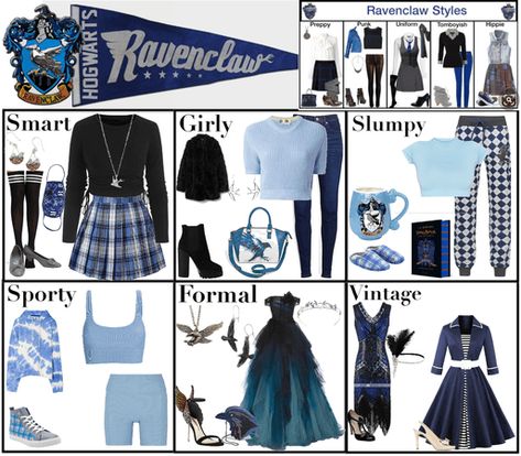 Outfit Ideas Hogwarts, Harry Potter Outfit Ideas Ravenclaw, Harry Potter Outfits Ravenclaw, Hogwarts Outfits Ravenclaw, Ravenclaw Outfit Ideas, Ravenclaw Inspired Outfits, Ravenclaw Aesthetic Outfit, Universal Outfit Ideas, Ravenclaw Outfit Aesthetic