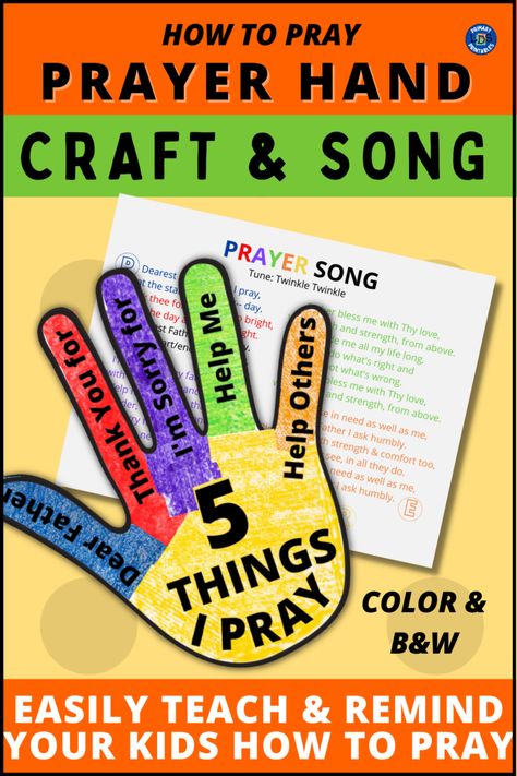 5 Finger Prayer For Kids Craft, God Hears Me When I Pray Craft, Kindergarten Ccd Lessons, Teach Me To Pray Printable, Teaching Preschoolers To Pray, Listening To God Craft For Kids, Praying Hands Craft Preschool, The Lords Prayer For Kids Craft, Prayer Lessons For Kids Sunday School