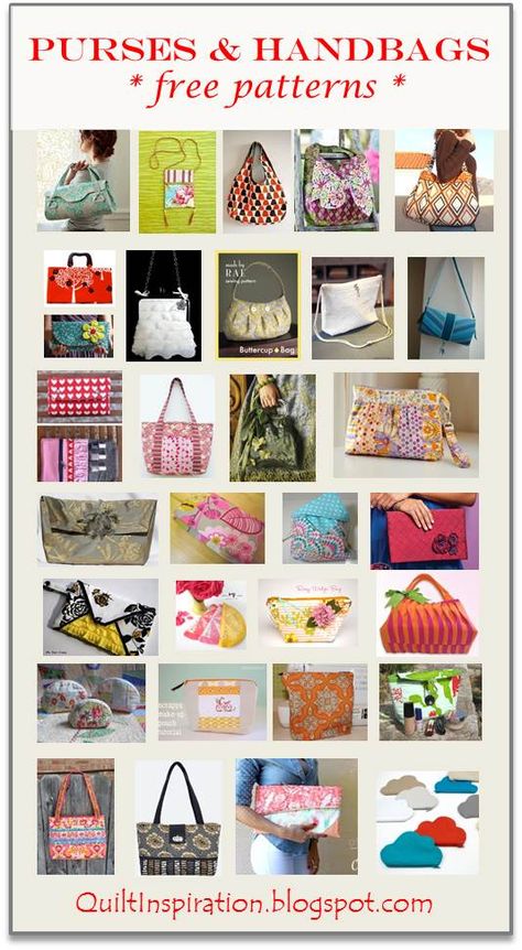 Just in time for back-to-school or holiday projects, we've assembled a collection of free sewing patterns for bags. Our previous post focuse... Syprosjekter For Nybegynnere, Purse Patterns Free, Popular Purses, Handbag Sewing Patterns, Sac Diy, Purse Sewing Patterns, Scrap Fabric Projects, Diy Bags Patterns, Bag Pattern Free