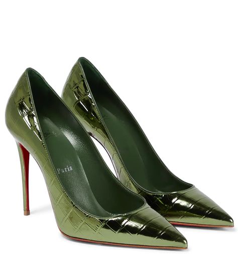 Christian Louboutin - Kate croc-effect leather pumps | Mytheresa Mode Old School, Louboutin Kate, Christian Louboutin Kate, Dr Shoes, Shoes Heels Classy, Louboutin Heels, Fancy Shoes, Aesthetic Shoes, Swag Shoes