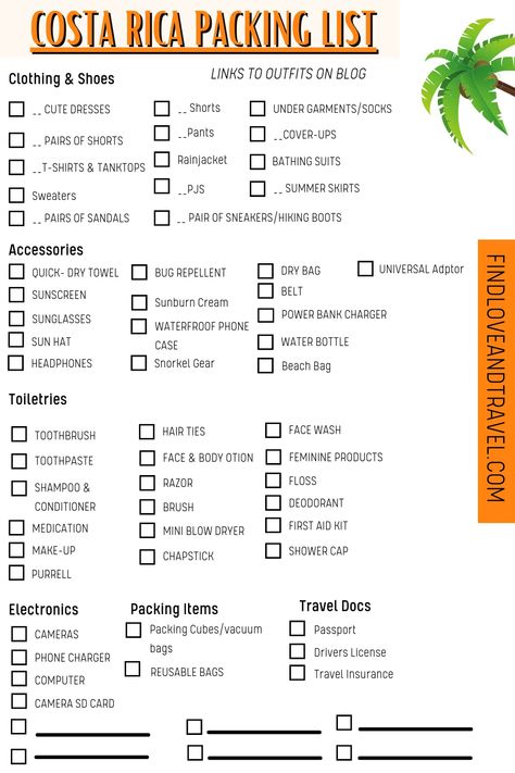 Unsure what to pack for visiting Costa Rica? This Costa Rica packing list includes what to pack, wear, and a free printable check list. Costa Rica Packing List | Costa Rica Travel | what to wear in Costa Rica | Costa Rica outfits | Costa Rica vacation | Costa Rica Outfit ideas | Central America travel | Costa Rica Travel | beach vacation | Costa Rica travel guide | Costa Rica aesthetic Costa Rica, Traveling Costa Rica, What To Pack For Costa Rica In April, Costa Rica In December, Packing List Costa Rica, Packing List For Costa Rica, Costa Rica Bucket List, Costa Rica Outfit Ideas What To Wear, What To Pack For Costa Rica
