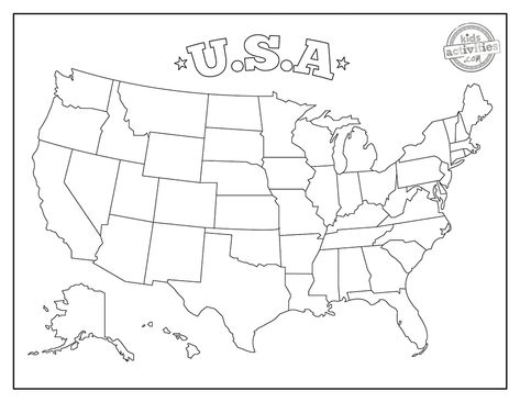 Blank United States Map Coloring Pages You Can Print Us Map Printable, United States Map Printable, Map Coloring Pages, American Flag Coloring Page, Regions Of The United States, Patriotic Activities, Us State Map, American History Lessons, Flag Coloring Pages