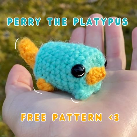 Perry The Platypus, Fast Crochet, Easy Crochet Animals, Quick Crochet Patterns, Crochet Animals Free Patterns, Crochet Design Pattern, Kawaii Crochet, Beginner Crochet Projects, Crochet Amigurumi Free