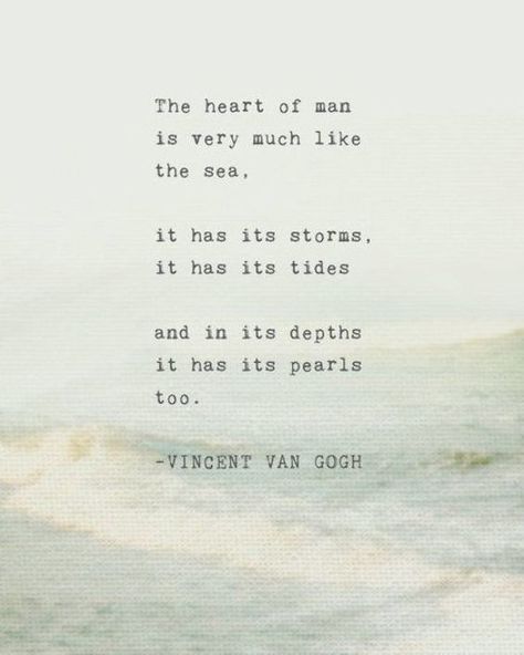 Vincent Van Gogh quote poster, The heart of man is much like the sea, poetry print, ocean art, wall Sea Poetry, Seaside Quotes, Ocean Poem, Vincent Van Gogh Quote, Sea Poems, Float Quotes, Vincent Van Gogh Quotes, Van Gogh Quotes, Inspirational Quotations
