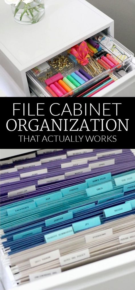 File Cabinet Organization {Organizing in Style} File Cabinet Organization, Polished Habitat, Filing Cabinet Organization, Paper Clutter Organization, Office Organization Files, Office Organization At Work, Office Files, Organizing Paperwork, Paper Clutter