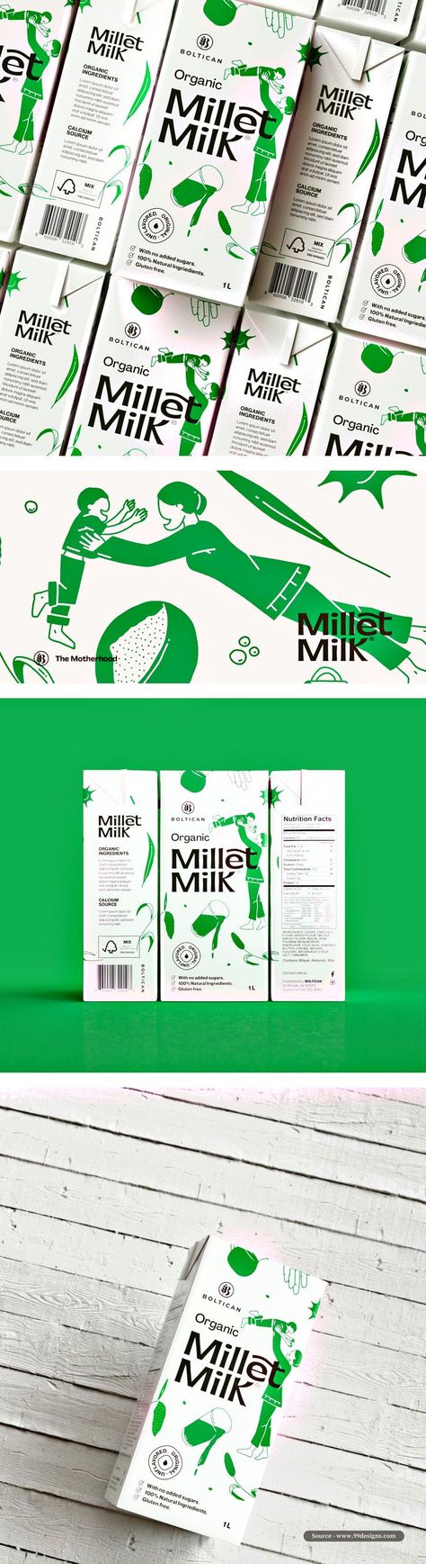 Milk box packaging design idea. #dairy #dairyproductpackaging #dairypackagingdesign #milk #milkpackagingdesign Milk Packing Design, Soy Milk Packaging Design, Milk Box Packaging, Dairy Branding, Organic Milk Packaging, Milk Powder Packaging, Milk Carton Design, Dairy Products Packaging Design, Dairy Packaging