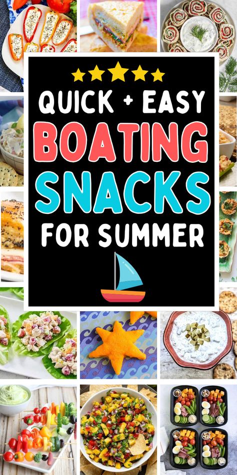 boat snacks ideas parties food Snacks To Take On The Boat, Boat Lunches Ideas, Boating Meal Ideas, Good Food For Boating, Easy Lake Day Snacks, Boat Brunch Ideas, River Day Snacks, Dips For Boat, Boat Day Meals