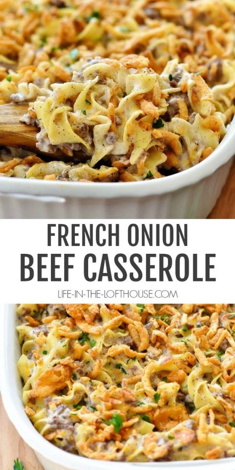 French Onion Beef Casserole, Onion Beef Casserole, French Onion Casserole, French Onion Beef, Beef Casserole Recipes, Dinner Casseroles, Beef Recipes Easy, Beef Casserole, Easy Casserole Recipes