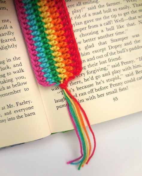 Amigurumi Patterns, Rainbow Bookmark, Bookmark Pattern, Crochet Bookmark Pattern, Crochet Bookmark, Crochet Rainbow, Tassel Bookmark, Crochet Symbols, Photo Pattern