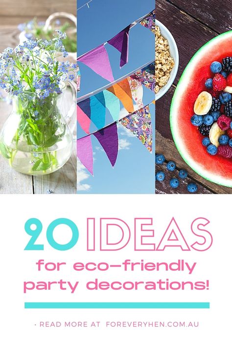 Looking for birthday party, bridal shower, gathering or hen party ideas? Especially when it comes to decorating your event? Here are 20 wonderful eco-friendly party decorations to inspire you! From fabric bunting to jar candles, the ideas in this article are fun, colourful and bound to make a lasting impression on your guests! Recycled Decorations Party, Party Decorations Eco Friendly, Eco Friendly Hen Party, Sustainable Decorations Party, Party Items Decorations, Eco Friendly Party Decoration Ideas, Sustainable Birthday Party Ideas, Eco Friendly Photo Backdrop, Recycle Party Decorations