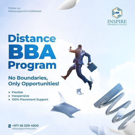 Our education institute offers a flexible and accessible BBA distance degree program that empowers individuals from all corners of the world to pursue their career goals without any geographical boundaries.💼📈 #distancelearning #distanceeducation #onlinelearningplatform #distancelearningdubai #bba #degree #pg #highereducationuae #onlinebba #bbaprogram #distanceeducationdubai #onlinelearningplatformdubai #onlinetutoringdubai #bachelorofcomputerapplication #bbauae #dxb #abudhabi #mydubai Education Institute Poster, Education Creative Ads, Creative Marketing Campaign, Party Design Poster, Flyer Inspiration, Learning Poster, Cartoon House, Uk Universities, Flyer And Poster Design