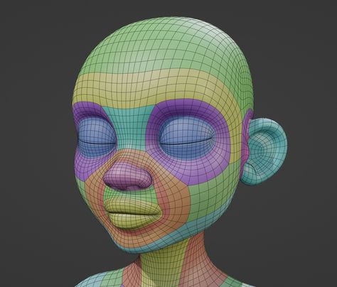 Live Retopology at BCON22 - Blog - Blender Studio - Face Topology, Blender Models, Pixar Characters, Drawn Map, 3d Texture, Animation Reference, Cartoon Faces, 3d Modelling, Wireframe