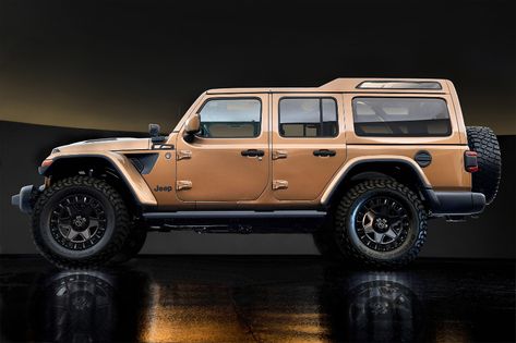 Jeep's Overlook concept from the 2021 SEMA showed what a three-row Wrangler might look like — and a possible new addition to the Wrangler lineup.... Concept Suv, Mopar Jeep, 2021 Jeep Wrangler, Jeep Concept, Wrangler Sahara, Crate Engines, Las Vegas Shows, Outdoor Camera, All Terrain Tyres