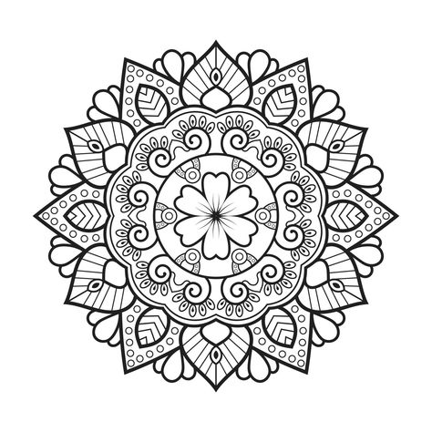 Floral mandala design with ethnic style black and white line art Mandalas, Black And White Mandela Patterns, Floral Mandala Design, Black And White Line Art, White Line Art, Floral Mandala, Black And White Lines, White Line, Ethnic Style