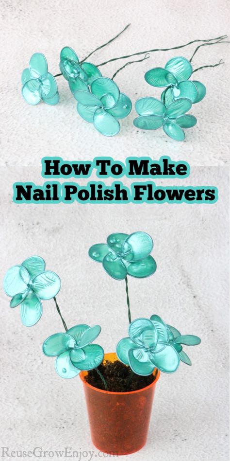 If you like crafts, I will show you how to make these cute little flowers! Learn step by step how to make nail polish wire flowers! Tela, Nail Polish And Wire Flowers, Wire Flowers With Nail Polish, Copper Wire Flowers Diy, Nail Polish Craft Ideas, Wire Flowers Nailpolish, Nail Polish Jewelry Diy Tutorials Wire Flowers, Nail Polish Wire Art, Wire Dipped Flowers