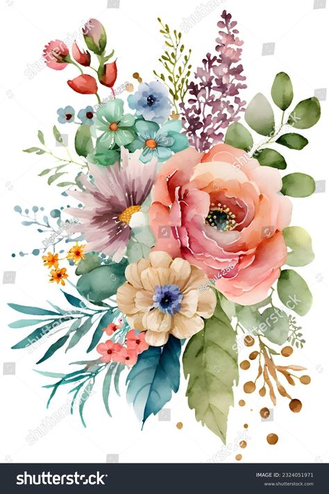 Botanical Flower Art, Flower Art Drawing, Flower Art Images, Flowers Watercolor, Alcohol Ink Art, Flower Clipart, Flower Phone Wallpaper, Digital Flowers, Bunch Of Flowers