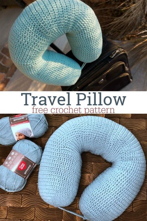 Travel Pillow free crochet pattern in Amore yarn from Heart Hook Home. Flower Afghan, Travel Pillow Pattern, Crochet Travel, Crochet Pillow Pattern, Crochet Gratis, Crochet Cushions, Crochet Pillow, Crochet Heart, Diy Crochet Projects