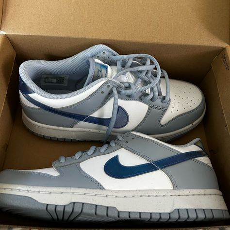 Nike Dunk Low Next Nature Blue Whisper Iridescent (Gs) Brand New With Box Never Worn. See Tag In Pic These Are Real Just Not My Daughters Size So Selling. These Are Deadstock Size 7y (W8.5) And They Are Dope Af I Wish I Fit Them Lol Shoes Aesthetic Dunks, Nike Shoes Dunks Low, Nike Tennis Shoes Aesthetic, Cute Shoes Sneakers Nike, Low Rise Dunks, Blue Dunk Lows, Cute Nike Dunks, Nike Dunks Aesthetic, Nike Shoes Dunks