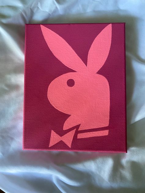 Calligraphy Art, Playboy Painting, Diy Paintings, Bunny Painting, Bunny Logo, Playboy Bunny, Mini Canvas Art, Mini Canvas, Fun Ideas