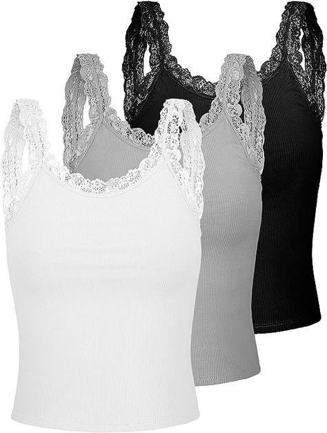 Patchwork, Patchwork Tank Top, Tank Top Lace, Lace Trim Tank Top, Y2k Tops, Lace Straps, Romantic Lace, Lace Patchwork, Lace Camisole