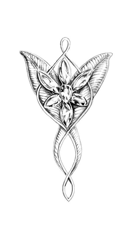 Arwen - the Evenstar Elvish Tattoo, Jewerly Tattoo, Tolkien Tattoo, Arwen Evenstar, Tiamat Dragon, Grace Tattoos, Lotr Tattoo, Lord Of The Rings Tattoo, Necklace Tattoo