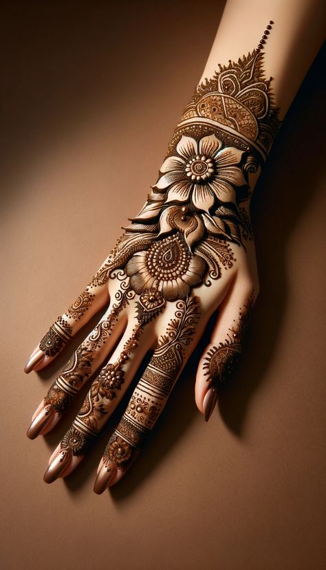 bridal_wedding mehndi -indian design- back side of the hand Long Hand Mehndi Designs, Mehandi Designs Latest, Aesthetic Mehendi, Brides Mehndi, Latest Mehndi Designs Wedding, Stylish Back Hand Mehndi, Wedding Mehndi Design, Bridal Mehendi Designs Wedding, Designer Aesthetics