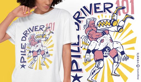 Piledriver wrestling t-shirt design Wrestling Shirt, Graphic Design Agency, T Shirt Design Vector, Sleeveless Tshirt, Design Ad, Design Vector, Design Agency, T Shirt Design, Shirt Design