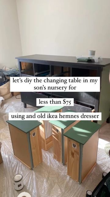 Ikea Dresser Nursery Hack, Ikea Hemnes Shelf, Painting Ikea Dresser Hemnes, Painted Hemnes Dresser, Ikea Dresser Makeover Hemnes, Hemnes Painted, Painted Hemnes, Dresser Under Window, Nursery Dresser Makeover