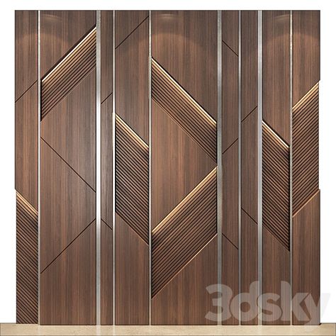 wall panels | 231 - Other decorative objects - 3D Models Lobby Design Modern, Wall Wood Paneling Ideas, Wardrobe Shutters, Wooden Wall Cladding, Small Room Ideas, Ideas For Small Apartments, Drawing Room Interior Design, Lobby Ideas, Wood Wall Design